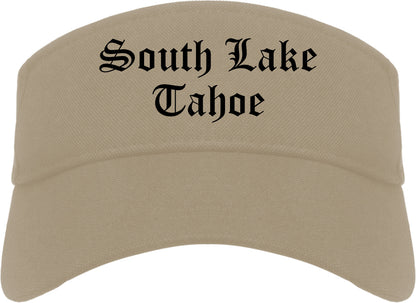 South Lake Tahoe California CA Old English Mens Visor Cap Hat Khaki