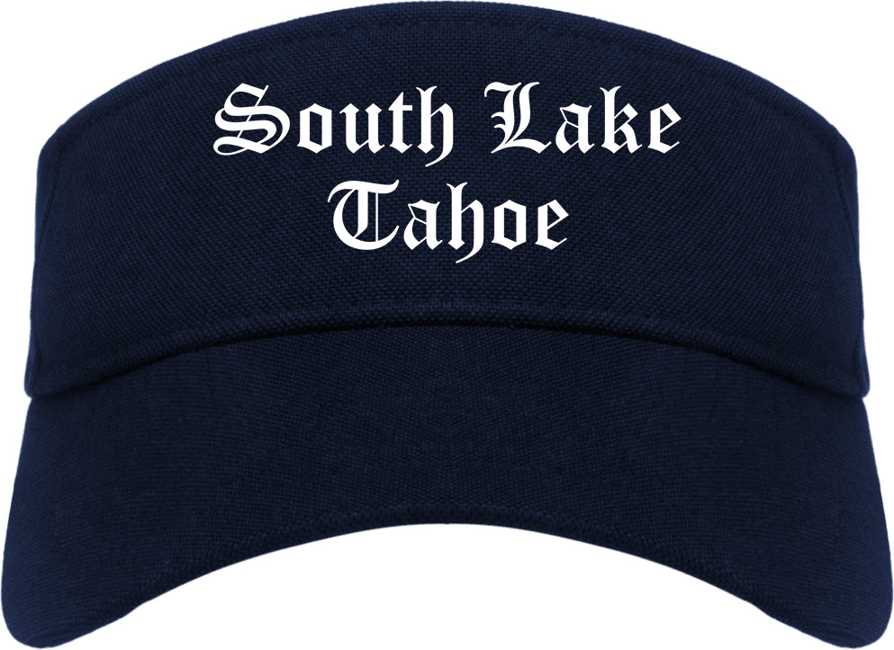 South Lake Tahoe California CA Old English Mens Visor Cap Hat Navy Blue