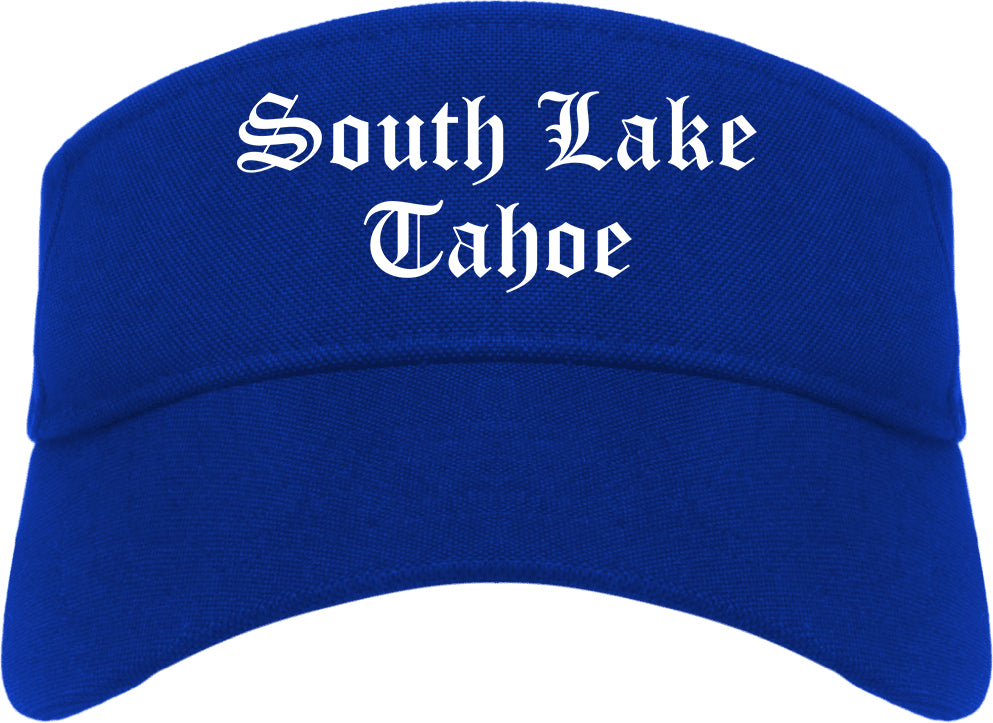 South Lake Tahoe California CA Old English Mens Visor Cap Hat Royal Blue