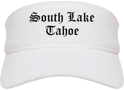 South Lake Tahoe California CA Old English Mens Visor Cap Hat White
