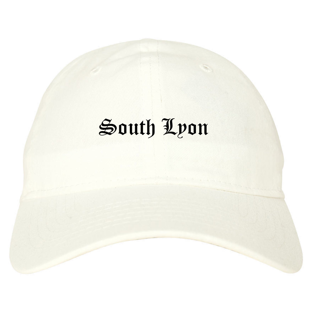South Lyon Michigan MI Old English Mens Dad Hat Baseball Cap White