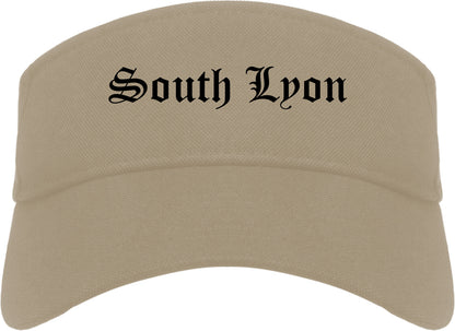 South Lyon Michigan MI Old English Mens Visor Cap Hat Khaki