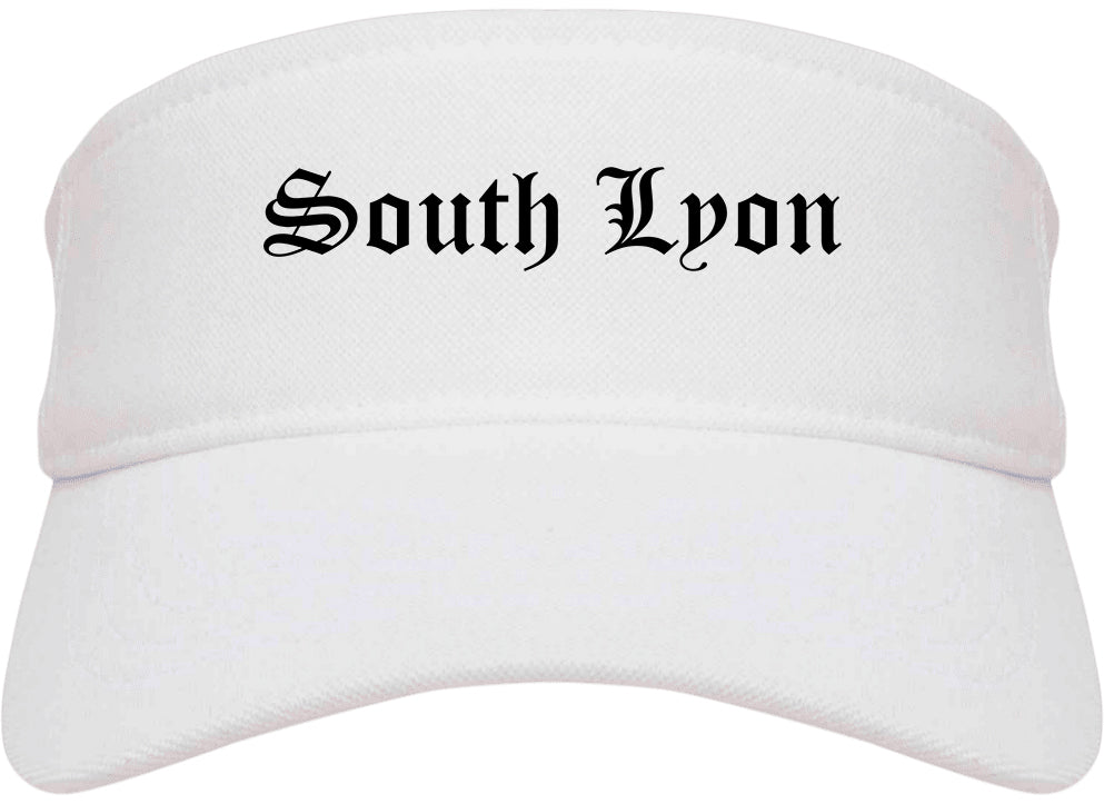 South Lyon Michigan MI Old English Mens Visor Cap Hat White