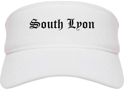 South Lyon Michigan MI Old English Mens Visor Cap Hat White