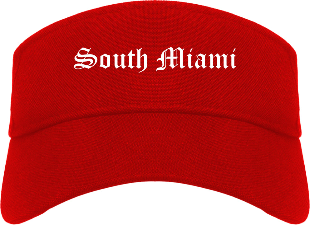 South Miami Florida FL Old English Mens Visor Cap Hat Red