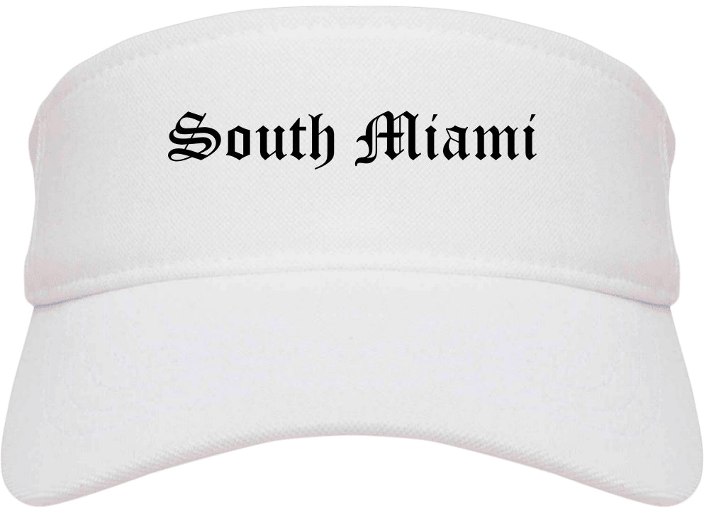 South Miami Florida FL Old English Mens Visor Cap Hat White