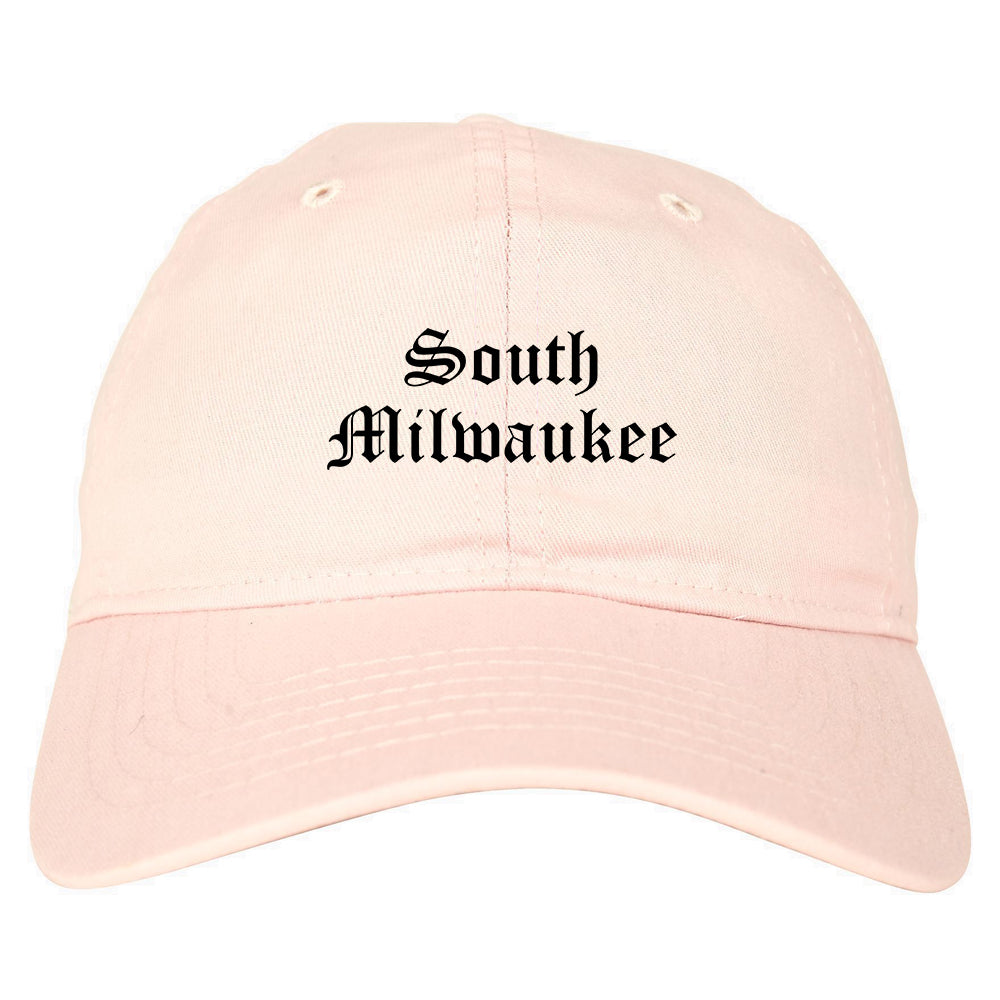 South Milwaukee Wisconsin WI Old English Mens Dad Hat Baseball Cap Pink