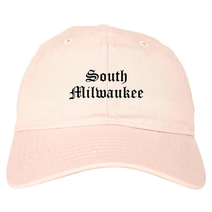 South Milwaukee Wisconsin WI Old English Mens Dad Hat Baseball Cap Pink
