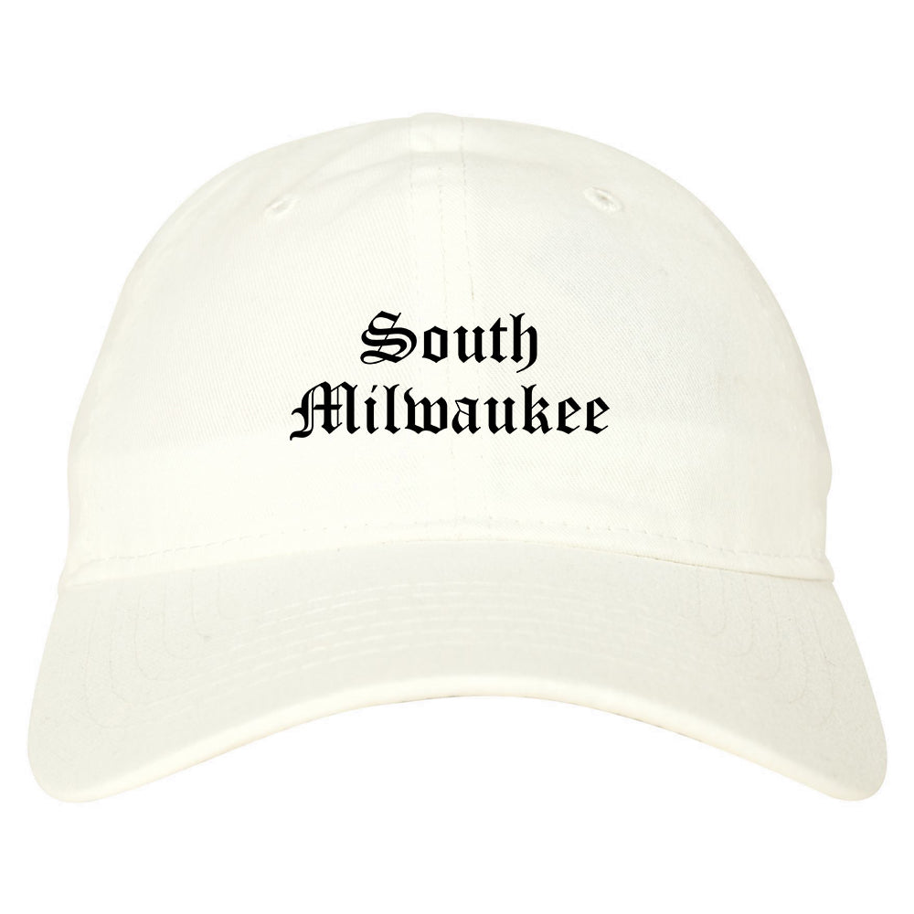 South Milwaukee Wisconsin WI Old English Mens Dad Hat Baseball Cap White