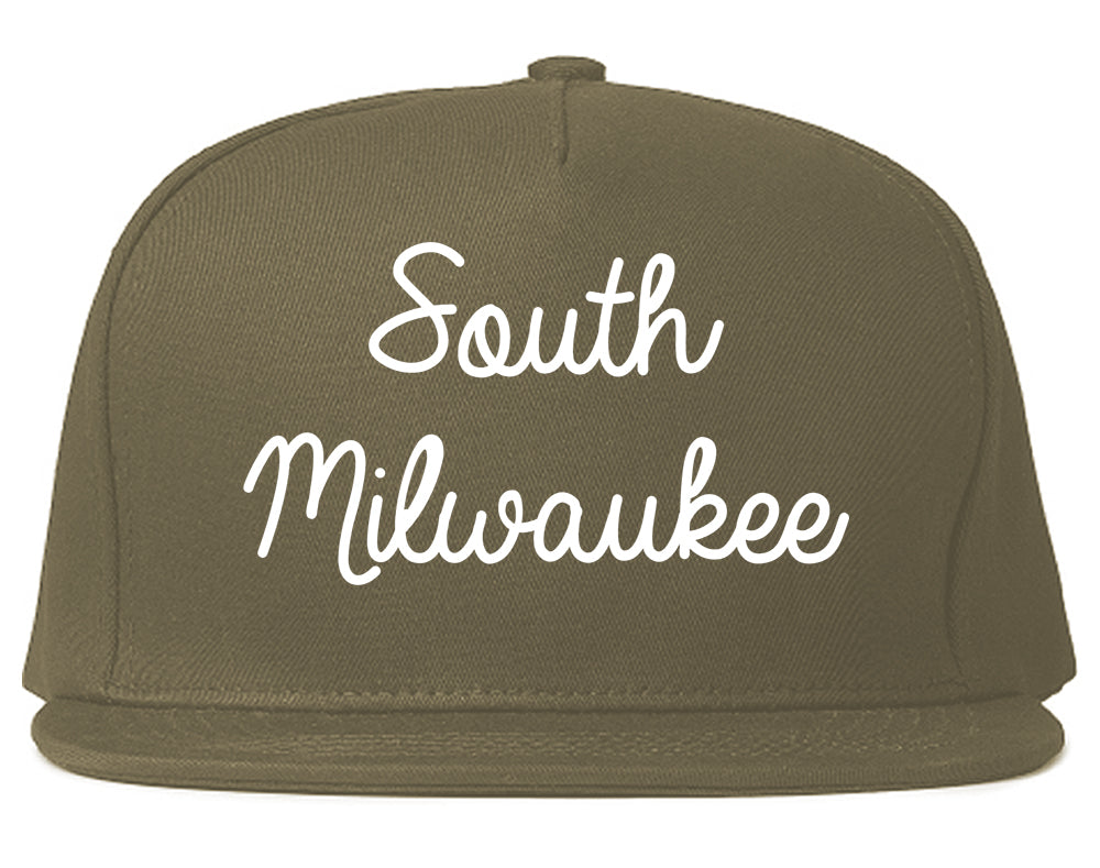 South Milwaukee Wisconsin WI Script Mens Snapback Hat Grey