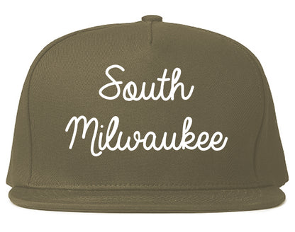 South Milwaukee Wisconsin WI Script Mens Snapback Hat Grey