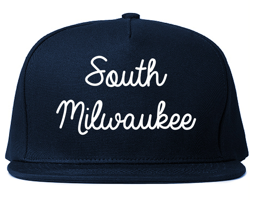 South Milwaukee Wisconsin WI Script Mens Snapback Hat Navy Blue
