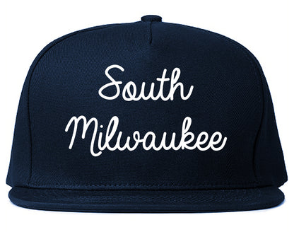 South Milwaukee Wisconsin WI Script Mens Snapback Hat Navy Blue