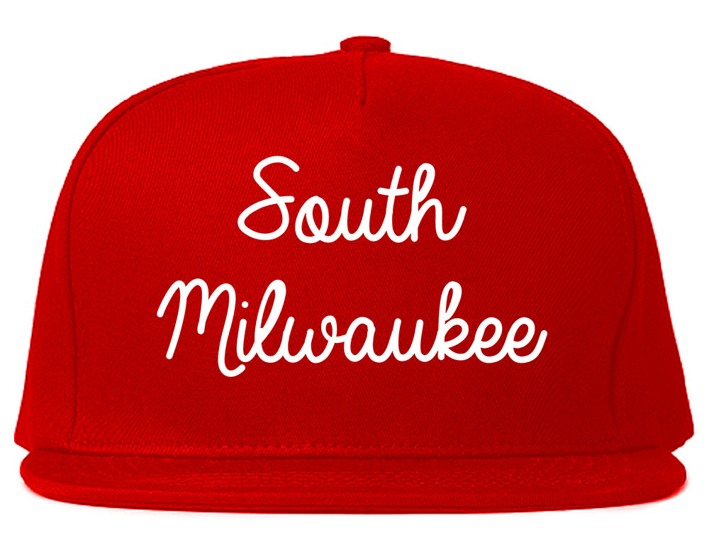South Milwaukee Wisconsin WI Script Mens Snapback Hat Red