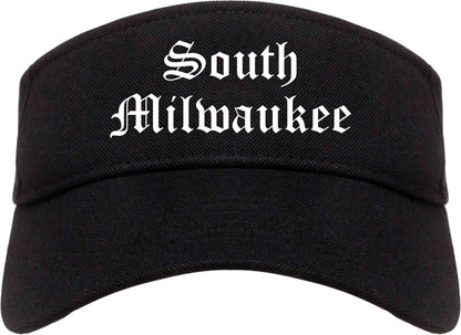 South Milwaukee Wisconsin WI Old English Mens Visor Cap Hat Black