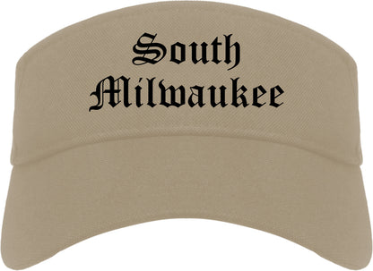 South Milwaukee Wisconsin WI Old English Mens Visor Cap Hat Khaki