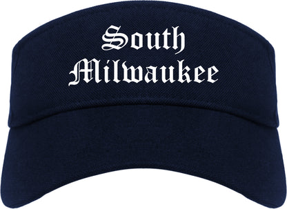 South Milwaukee Wisconsin WI Old English Mens Visor Cap Hat Navy Blue