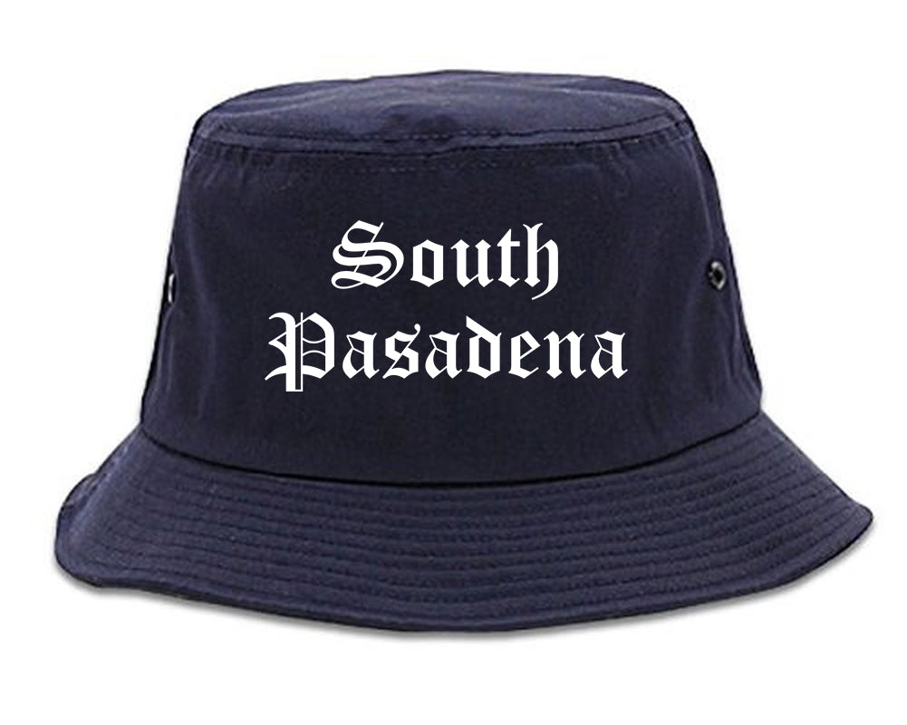 South Pasadena California CA Old English Mens Bucket Hat Navy Blue