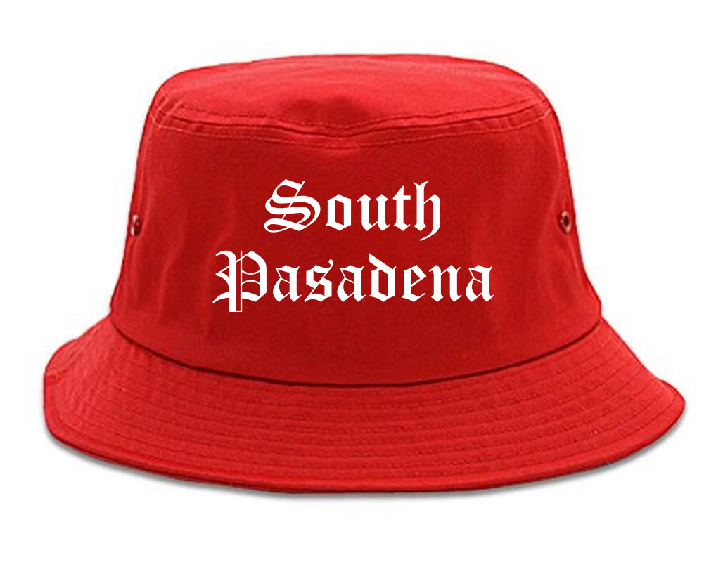 South Pasadena California CA Old English Mens Bucket Hat Red