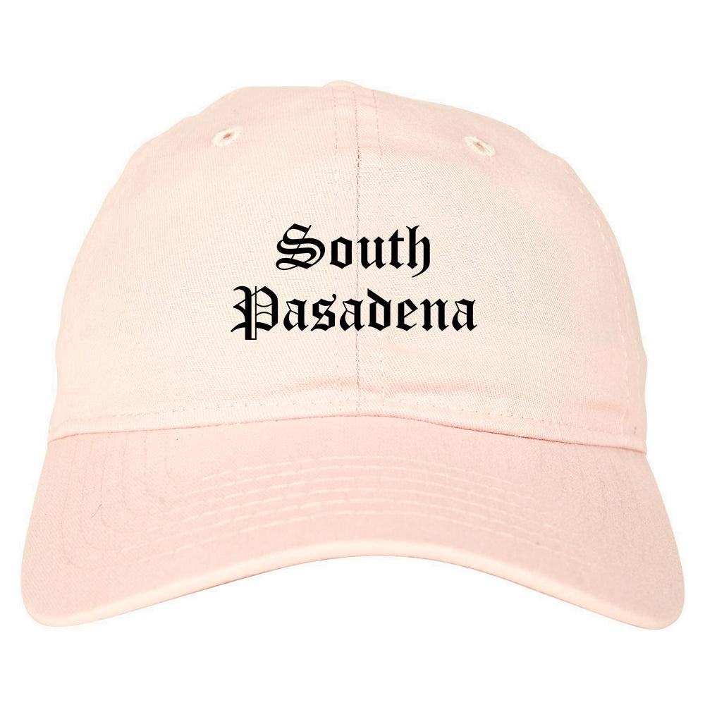 South Pasadena California CA Old English Mens Dad Hat Baseball Cap Pink