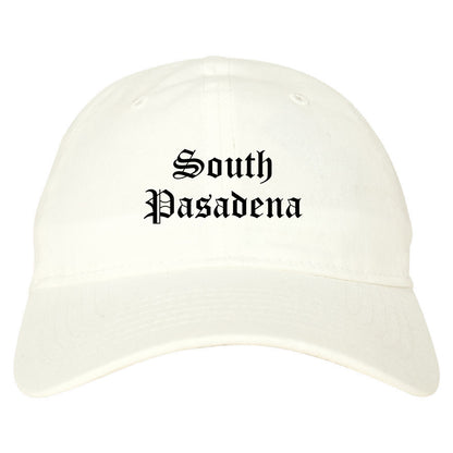 South Pasadena California CA Old English Mens Dad Hat Baseball Cap White