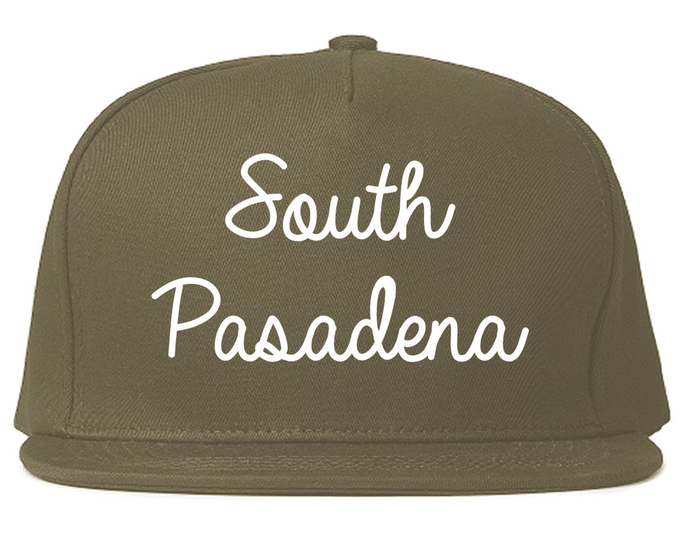 South Pasadena California CA Script Mens Snapback Hat Grey