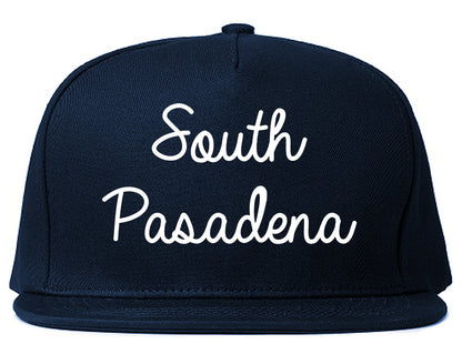 South Pasadena California CA Script Mens Snapback Hat Navy Blue