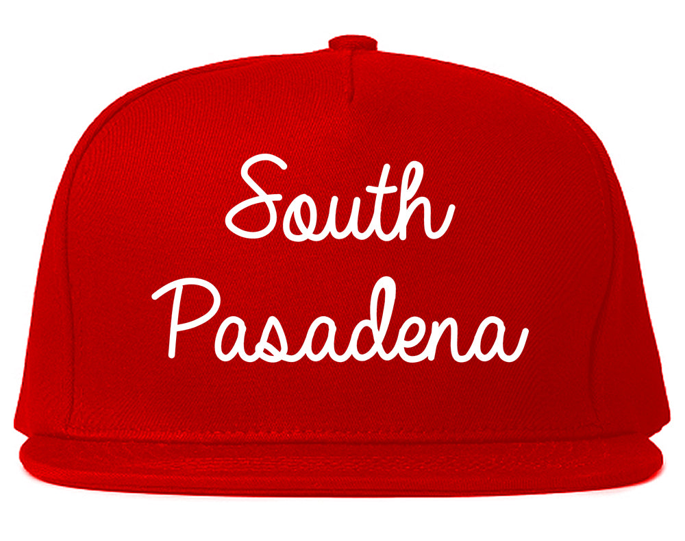 South Pasadena California CA Script Mens Snapback Hat Red