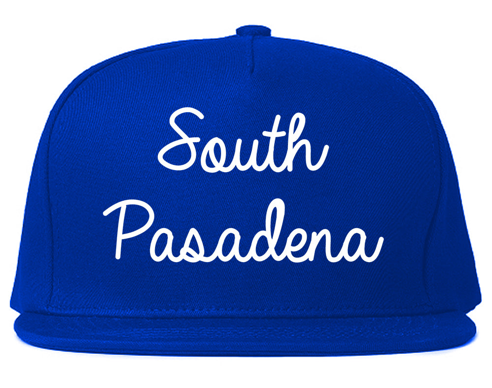 South Pasadena California CA Script Mens Snapback Hat Royal Blue