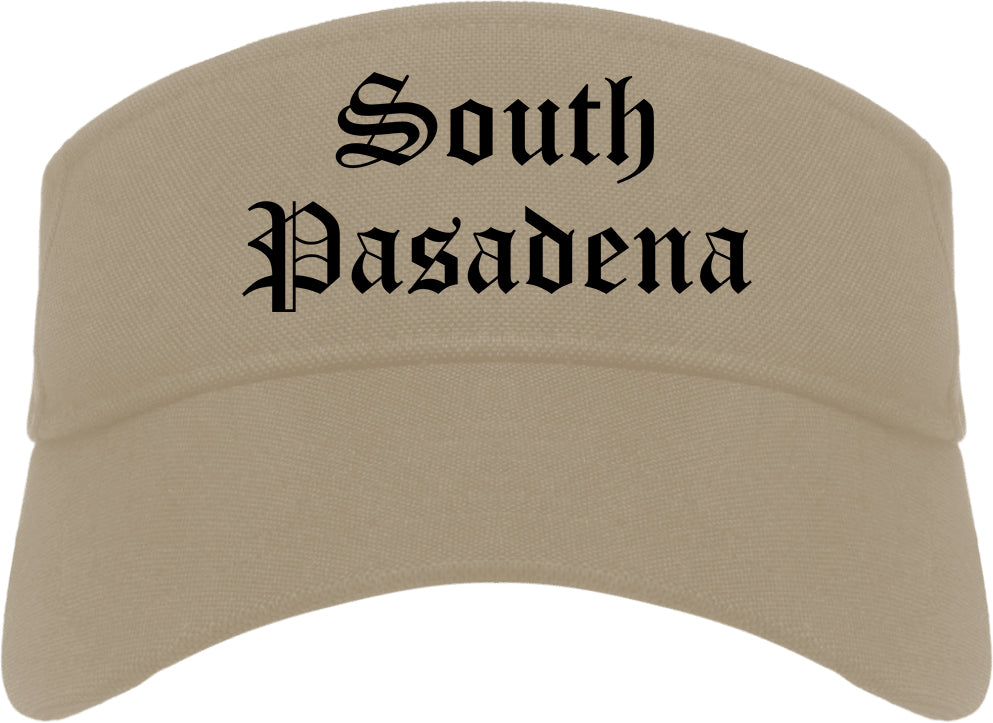 South Pasadena California CA Old English Mens Visor Cap Hat Khaki