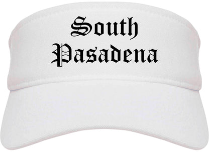 South Pasadena California CA Old English Mens Visor Cap Hat White