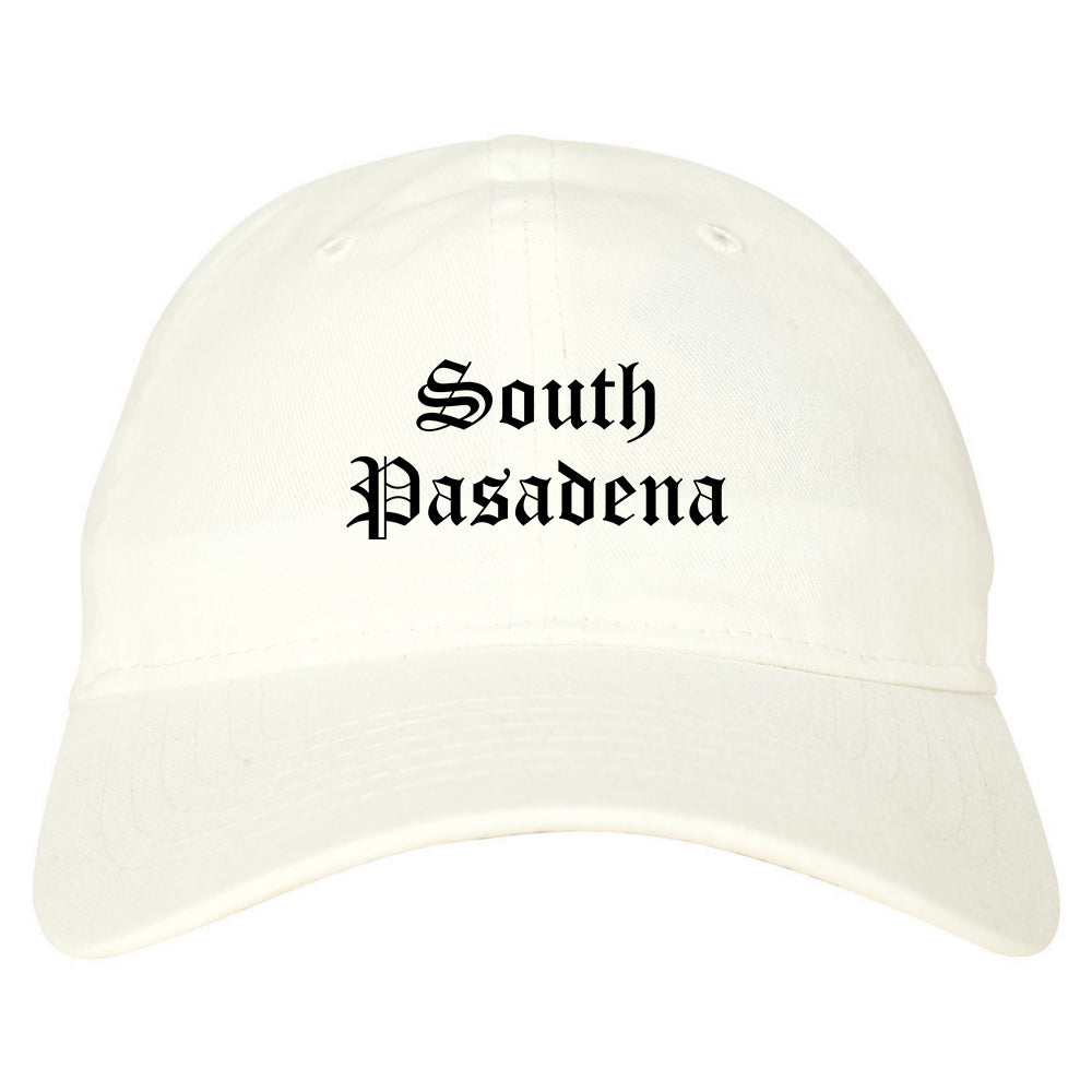 South Pasadena Florida FL Old English Mens Dad Hat Baseball Cap White