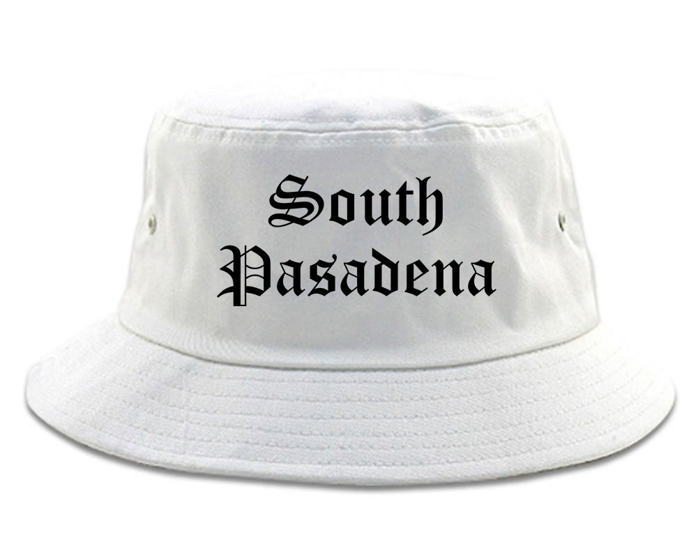 South Pasadena Florida FL Old English Mens Bucket Hat White
