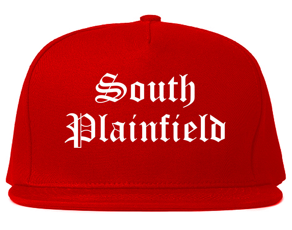 South Plainfield New Jersey NJ Old English Mens Snapback Hat Red