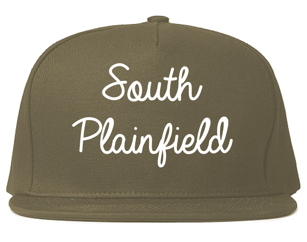 South Plainfield New Jersey NJ Script Mens Snapback Hat Grey