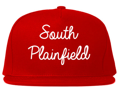 South Plainfield New Jersey NJ Script Mens Snapback Hat Red