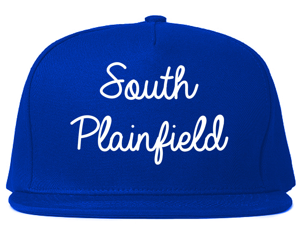 South Plainfield New Jersey NJ Script Mens Snapback Hat Royal Blue