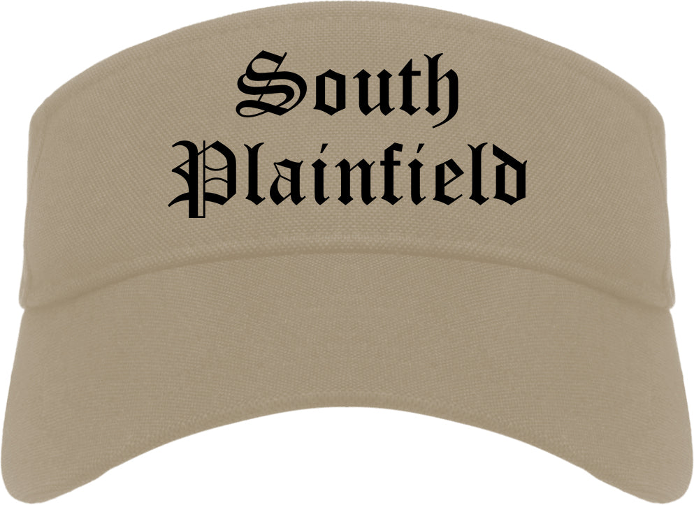South Plainfield New Jersey NJ Old English Mens Visor Cap Hat Khaki