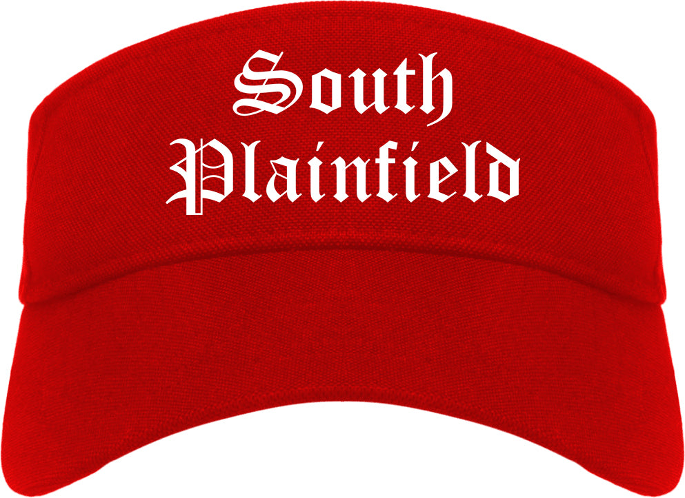 South Plainfield New Jersey NJ Old English Mens Visor Cap Hat Red
