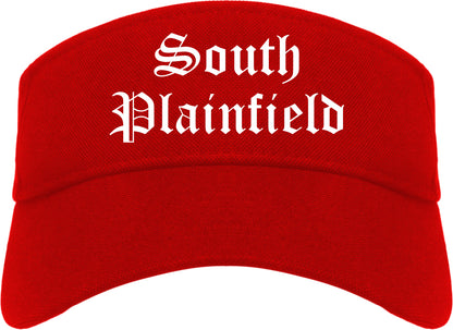 South Plainfield New Jersey NJ Old English Mens Visor Cap Hat Red