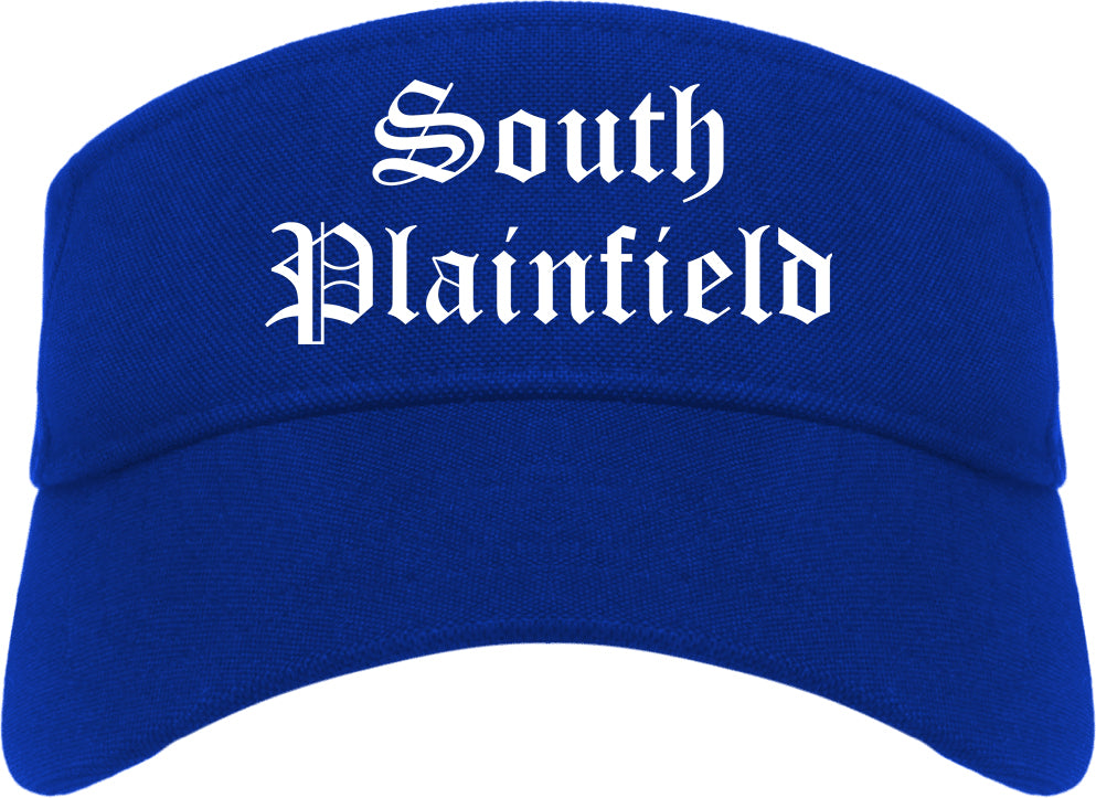 South Plainfield New Jersey NJ Old English Mens Visor Cap Hat Royal Blue