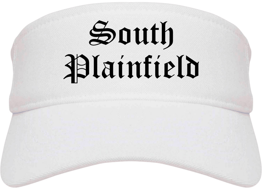 South Plainfield New Jersey NJ Old English Mens Visor Cap Hat White