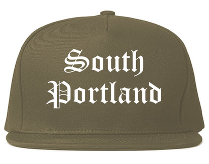 South Portland Maine ME Old English Mens Snapback Hat Grey
