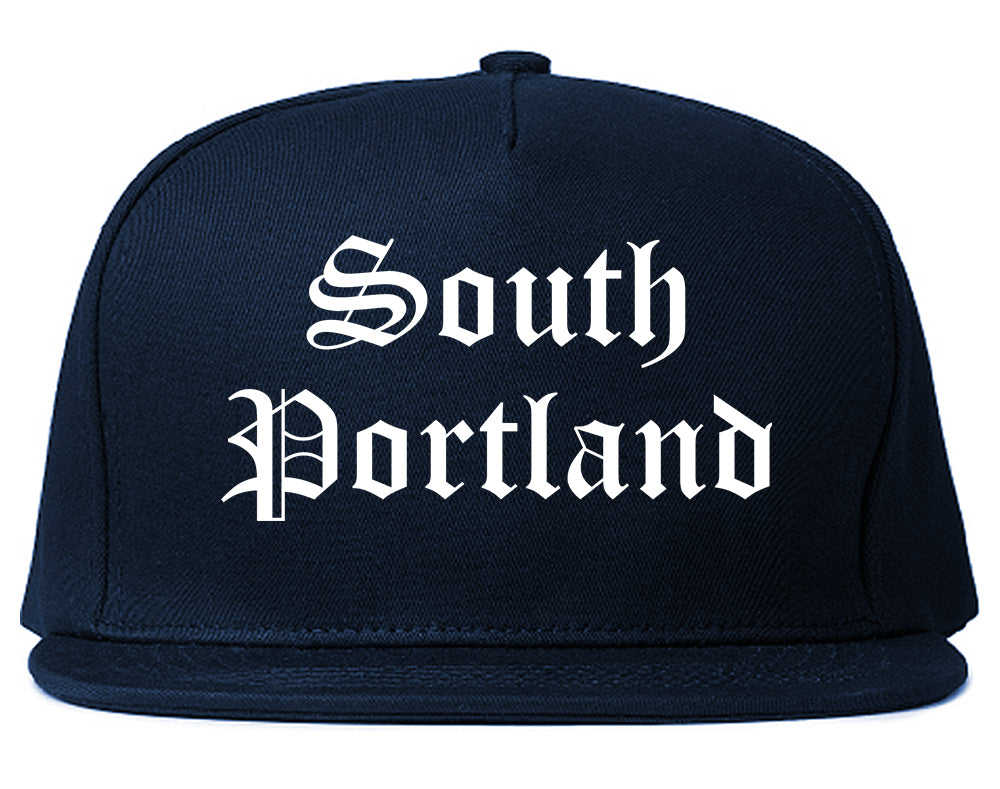 South Portland Maine ME Old English Mens Snapback Hat Navy Blue