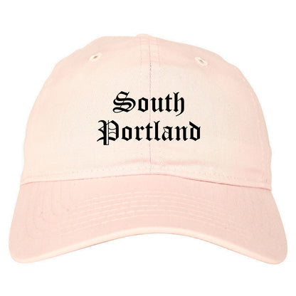 South Portland Maine ME Old English Mens Dad Hat Baseball Cap Pink