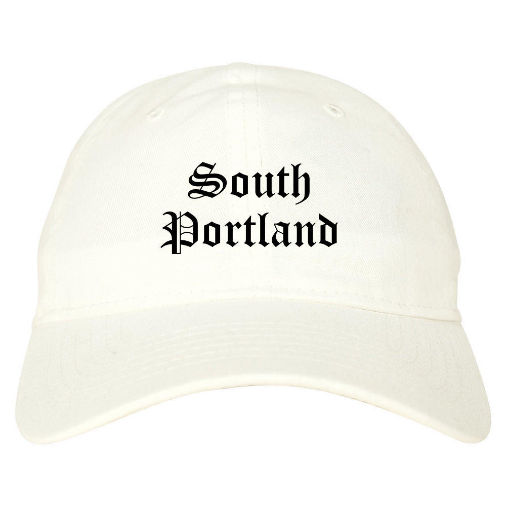 South Portland Maine ME Old English Mens Dad Hat Baseball Cap White