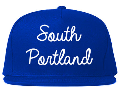 South Portland Maine ME Script Mens Snapback Hat Royal Blue