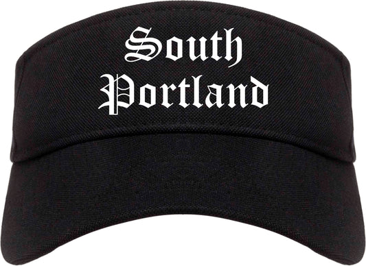 South Portland Maine ME Old English Mens Visor Cap Hat Black