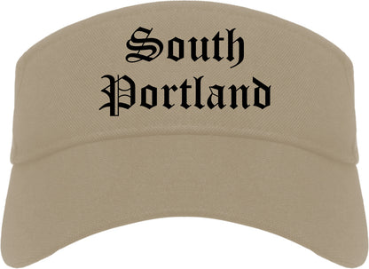 South Portland Maine ME Old English Mens Visor Cap Hat Khaki