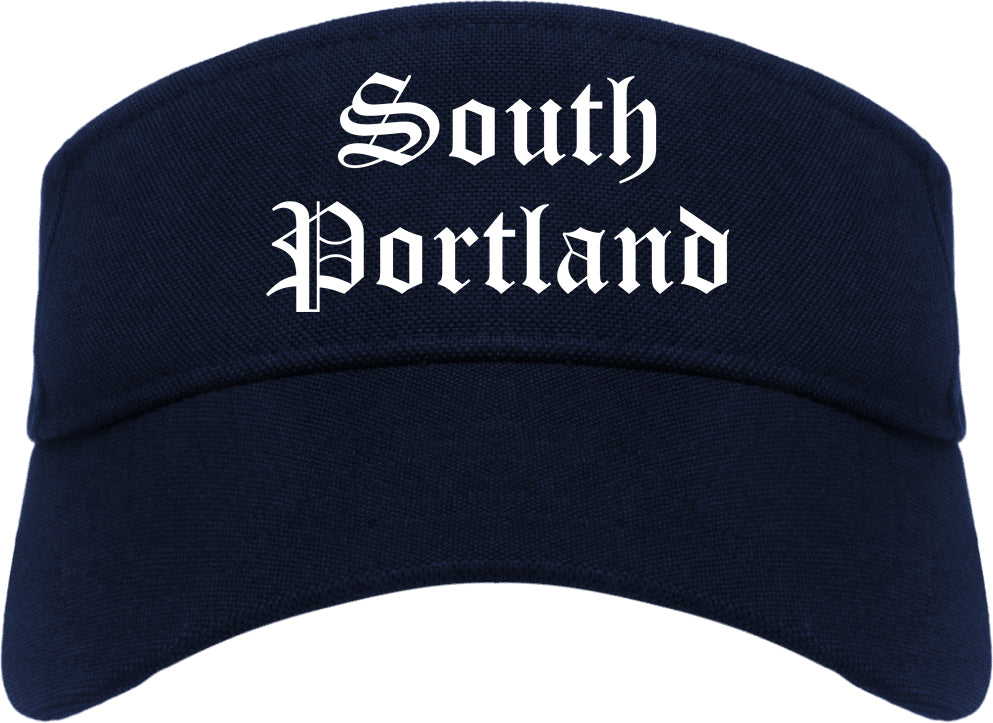 South Portland Maine ME Old English Mens Visor Cap Hat Navy Blue